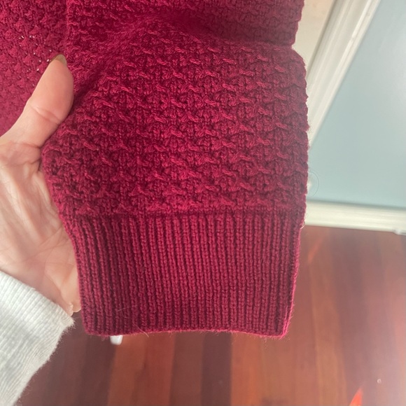 Talbots 100% Merino Wool Holiday Christmas Sweater Embroidered Burgundy Knit - Picture 6 of 9